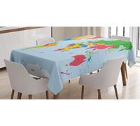 ABAKUHAUS Mapa Mantele, Colorido Política Mundial, Estampado con la Última Tecnología Lavable Colores Firmes, 140 x 240 cm, Multicolor