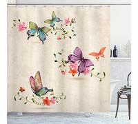 ABAKUHAUS Mariposa Cortina de Baño, Transformación de Las alas de la Polilla, Material Resistente al Agua Durable Estampa Digital, 175 x 220 cm, Multicolor