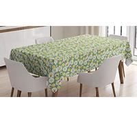 ABAKUHAUS Mariquita Mantele, Jardín de la Margarita Floral, Estampado con la Última Tecnología Lavable Colores Firmes, 140 x 200 cm, Helecho Verde Amarillo