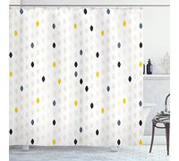 ABAKUHAUS Moderno Cortina de Baño, Lunares geométrica, Material Resistente al Agua Durable Estampa Digital, 175 x 200 cm, Gris Blanco Amarillo