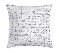 ABAKUHAUS Moderno Funda para Almohada, Escuela Genio Estudiante Inteligente Matemáticas Geometría Ciencia Arte, Decorativo, Estampado en Ambos Lados, 60 x 60 cm, Púrpura Oscuro