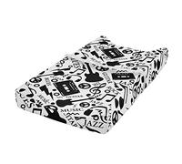 ABAKUHAUS Música Cubierta del cambiador, Blues Jazz punk rock de sesión, Funda blanda para el cambiador de pañales con agujeros para la hebilla de seguridad, Blanco negro