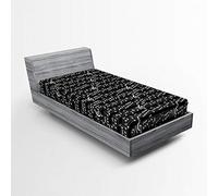 ABAKUHAUS Música Sábana Elastizada, Nota Musical Imprimir, Suave Tela Decorativa Estampada Elástico en el Borde, 90 x 200 cm, En Blanco y Negro