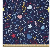 ABAKUHAUS Música Tela por Metro, Ritmo En Mi Diseño Del Corazón, Microfibra Decorativa para Artes y Manualidades, 3M (230x300cm), Multicolor