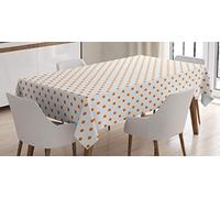 ABAKUHAUS Naranja Mantele, del Modelo del azulejo Manchado, Resiste Las Manchas Fáciles de Limpiar Lavable Estampa Durable, 140 x 240 cm, Naranja Blanco