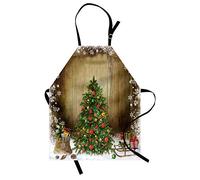 ABAKUHAUS Navidad Delantal de Cocina, Presentes del árbol de pino, Babero de Cocina Unisex con Cuello Regulable para Cocinar Jardinería, 67 cm x 80 cm, Elaborar Cerveza