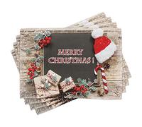 ABAKUHAUS Navidad Salvamantel Set de 4 Unidades, Concepto Noel a Bordo, Material Lavable Estampado Decoración de Mesa Cocina, Multicolor