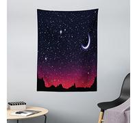 ABAKUHAUS Noche Tapiz, Red Sky paisaje estrellado, Decoración de pared para dormitorio, 110 x 150 cm, Negro Índigo Magenta