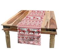 ABAKUHAUS nórdico Camino de Mesa, Caballos Corazones Ángeles, Decorativo para el Comedor o Sala de Estar Fácil de Limpiar, 40 cm x 225 cm, Blanco bermellón