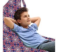 ABAKUHAUS Orientar Bolsa para Juguetes Tipo Tumbona, Marroquí de Oriente antiguas, Organizador de Peluches Gran Capacidad con Manija, Indigo Rojo Blanco