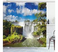 ABAKUHAUS Paisaje Cortina de Baño, Agentinean Cascada, Material Resistente al Agua Durable Estampa Digital, 175 x 180 cm, Multicolor