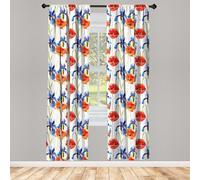 ABAKUHAUS Prado Juego de 2 Paños Cortinas, Pastel Diseño Escena de Las Amapolas, Tratamiento de Ventana para Habitación y Dormitorio, 2 Piezas de 75 cm x 175 cm, Azul Violeta Escarlata