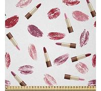 ABAKUHAUS Productos Cosméticos Tela por Metro, Maquillaje Beso Del Lápiz Labial, Microfibra Decorativa para Artes y Manualidades, 1M (230x100cm), Borgoña Y Rosa