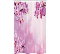 ABAKUHAUS Rosado Cortina para baño, Orquídea Primavera pétalos SPA, Tela con Estampa Digital Apta Lavadora Incluye Ganchos, 120 x 180 cm, Rosa