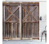 ABAKUHAUS Rústico Cortina de Baño, Antiguo Almacén de Madera, Material Resistente al Agua Durable Estampa Digital, 175 x 240 cm, Marrón