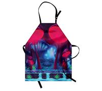 ABAKUHAUS Seta Delantal de Cocina, Setas colores vibrantes, Lavable Largo Ajustable Colores Nítidos Durables, Azul rojo