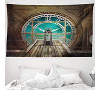 ABAKUHAUS Steampunk Tapiz de Pared y Cubrecama Suave, Fantasía Torre del Reloj, Decoración para el Cuarto, 230 x 140 cm, Brown Pálido De La Turquesa