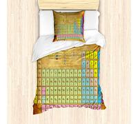 ABAKUHAUS Tabla periódica Ensemble de Housse de Couette, Colorido Squared, Decorativo Piezas con Funda de Almohada, 135 cm x 200 cm - 80 x 80 cm, Multicolor