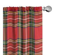ABAKUHAUS Tartán Juego de 2 Paños Cortinas, Cultura Irlandesa clásica, Tratamiento de Ventana para Habitación y Dormitorio, 2 Piezas de 75 cm x 175 cm, Rojo Multicolor