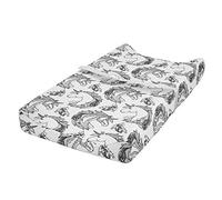 ABAKUHAUS Tatuaje Cubierta del cambiador, De ficción unicornio Boho, Funda blanda para el cambiador de pañales con agujeros para la hebilla de seguridad, Blanco negro