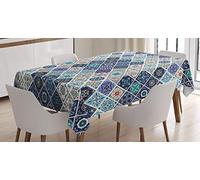 ABAKUHAUS Tradicional Mantele, Azulejo portugués Retro, Fácil de Limpiar Colores Firmes y Durables Lavable Personalizado, 140 x 200 cm, Multicolor