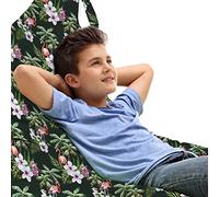 ABAKUHAUS Tropical Bolsa para Juguetes Tipo Tumbona, Flamenco exótico ramo, Organizador de Peluches Gran Capacidad con Manija, Hunter verde multicolor
