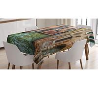 ABAKUHAUS Venezia Tovaglia, Famose strade su acqua, Rettangolare per Sala da Pranzo e Cucina, 140 x 200 cm, Marrone Verde