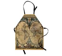 ABAKUHAUS Vintage Delantal de Cocina, Viejo Mapa de Antiguo Mundo Tema Geografía Histórica Diseño Desgatado Estampa, Altura Ajustable Apto Lavadora Colores Perdurables, Multicolor