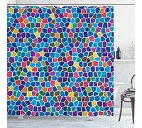 ABAKUHAUS Vistoso Cortina de Baño, Diseño Mosaico Vivid, Material Resistente al Agua Durable Estampa Digital, 175 x 200 cm, Azul Marino Multicolor