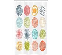 ABAKUHAUS Vistoso Cortina para baño, Resumen Infantil Alegre, Tela con Estampa Digital Apta Lavadora Incluye Ganchos, 120 x 180 cm, Coral Naranja