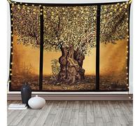 ABAKUHAUS Vistoso Tapiz de Pared y Cubrecama Suave, Olivos de Grecia, Objeto Decorativo Lavable, 230 x 140 cm, Multicolor