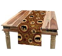 ABAKUHAUS Zambia Camino de Mesa, Animales, Decorativo para el Comedor o Sala de Estar Fácil de Limpiar, 40 cm x 180 cm, Jengibre Negro
