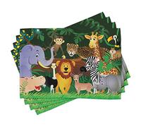 ABAKUHAUS Zoo Salvamantel Set de 4 Unidades, Diversión Selva exótica Alegre, Material Lavable Estampado Decoración de Mesa Cocina, Multicolor