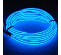 ABALDI Cuerda de luces de alambre EL, portátil, funciona con pilas, flexible, electroluminiscencia estroboscópica brillante para decoración de fiestas de Navidad (3 m, azul)