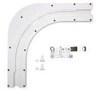 ABALON Ángulo de Riel de Cortina para Mirador Cerramiento Tríptico, 90º, Blanco, con Corredera Articulada, Riel Curvo (90º)