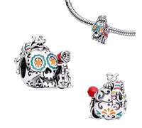 Abalorio Coco, Miguel y Dante, calavera que brilla en la oscuridad,de plata de ley 925,compatible con abalorios Pandora y muchas otras pulseras de abalorios.