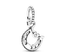 Abalorio colgante de herradura de la suerte de plata de ley 925 compatible con abalorios Pandora y muchas otras pulseras de abalorios del Reino Unido.