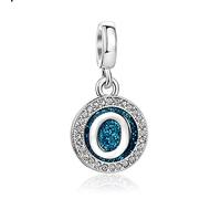 Abalorio colgante de letra inicial azul brillante A-Z para cumpleaños, Navidad, regalo para familia, hija, hermana, amigas, nieta, mujeres, compatible con pulseras Pandora, talla única, Cobre, No es