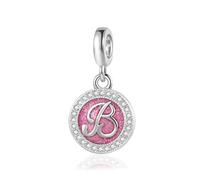 Abalorio colgante de letra inicial rosa brillante A-Z para cumpleaños, Navidad, regalo para familia, hija, hermana, amigas, nieta, mujeres, compatible con pulseras Pandora, talla única, Cobre, No es