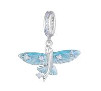Abalorio colgante de pez azul volador de plata de ley 925 con diseño de pez azul, regalo para pulsera Pandora, Plata de ley