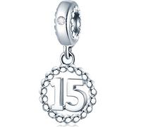 Abalorio colgante de plata de ley 925 con números 16, 17, 18, 19, 20, 21, 22, 24, 25, 26, 30, 32, 33, 35, 37, 37, 37, 32, 33, 35, 37, 40, 49, 50, 60, 69, 77, 80, 88, 99. Para cumpleaños/aniversarios