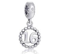 Abalorio colgante de plata de ley 925 con números 16, 17, 18, 19, 20, 21, 22, 24, 25, 26, 30, 32, 33, 35, 37, 37, 37, 32, 33, 35, 37, 40, 49, 50, 60, 69, 77, 80, 88, 99. Para cumpleaños/aniversarios
