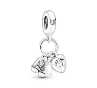 Abalorio colgante de plata de ley 925 para biberón y zapatos, compatible con dijes Pandora y muchas otras pulseras de abalorios del Reino Unido., Metal