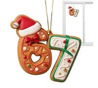 Abalorio colgante - Figura personalizada del número 67, decoración navideña acrílica 2D, colgante de vacaciones novedoso, accesorio para espejo de coche, idea de regalo extraña, recuerdo festivo