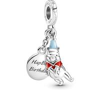 Abalorio Colgante Winnie The Pooh de Disney para Pulseras PANDORA Collar Pulsera Europea Charms para Dia de la Madre Mujer Niña (COLG. HAPBEE BIRTHDAY)