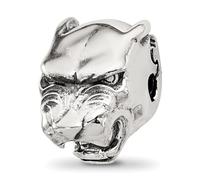 Abalorio con bisagras de plata de ley 925 de 10,7 mm, diseño de cabeza de pantera pulida, regalo de joyería para mamá, talla única, Metal Plata Plata de ley, No es una piedra preciosa