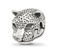 Abalorio con bisagras de plata de ley 925 de 10,8 mm con cabeza de jaguar pulida, regalo de joyería para mamá, talla única, Metal Plata Plata de ley, No es una piedra preciosa
