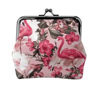 Abalorio con estampado floral de flamenco y monedero versátil, exquisita cartera impermeable con cierre de beso para llaves y tarjetas