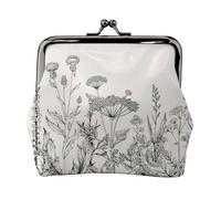 Abalorio con grabado botánico de hierbas florales y monedero versátil, exquisita cartera impermeable con cierre de beso para llaves y tarjetas