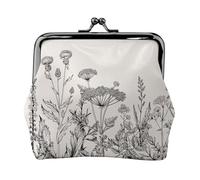 Abalorio con grabado botánico de hierbas florales y monedero versátil, exquisita cartera impermeable con cierre de beso para llaves y tarjetas
